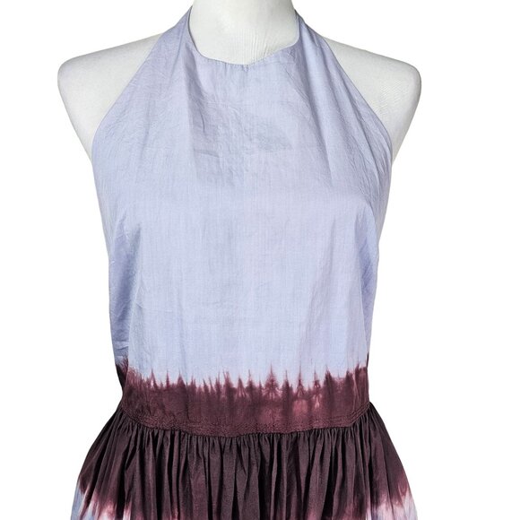 A.L.C. Blair Dip Dye Maxi Dress 10 Fudge & Sky Blue Halter Soft Girl Bohemian - Picture 5 of 14